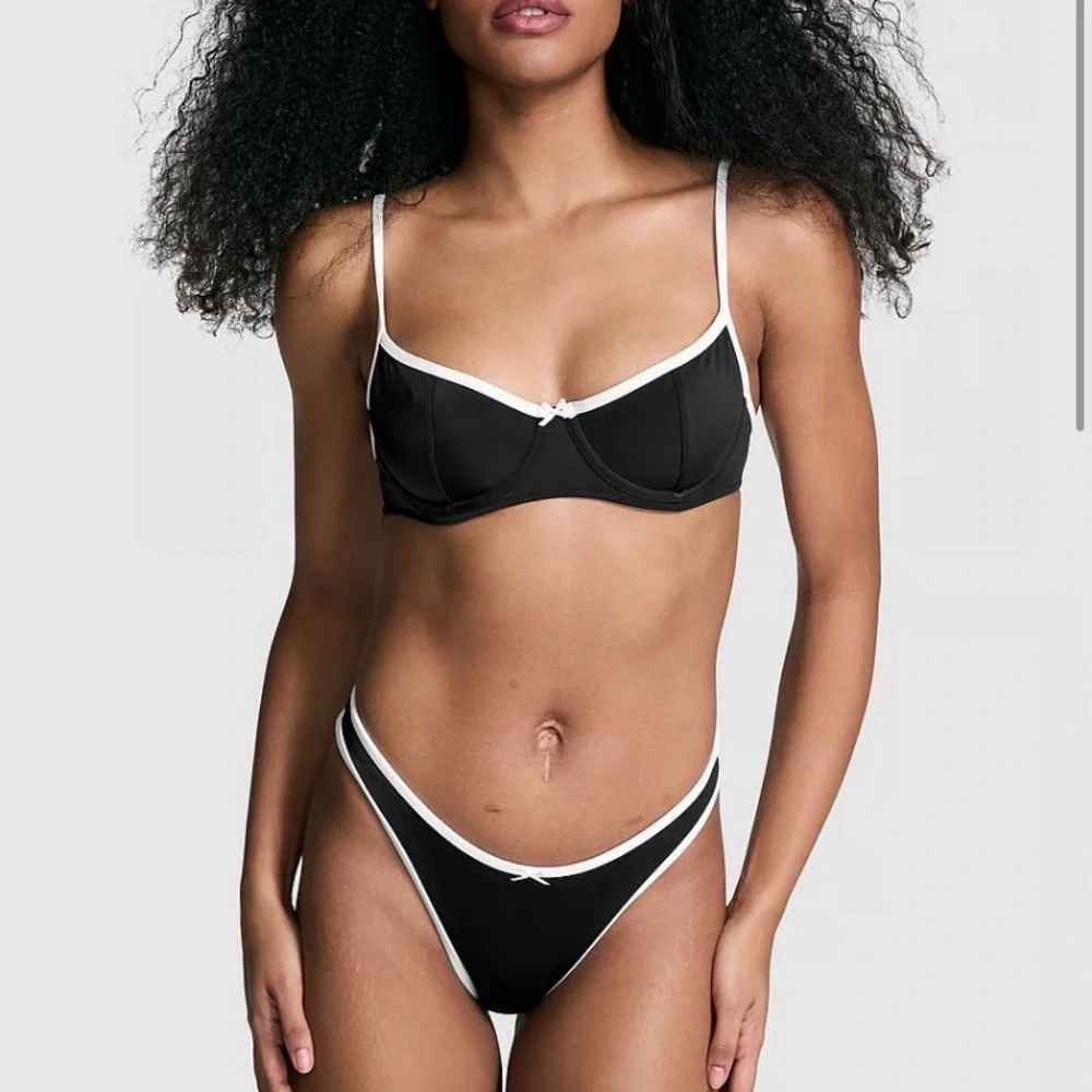 New! Frankie's Bikinis x PINK buttercup golden Black White Bikini 3990